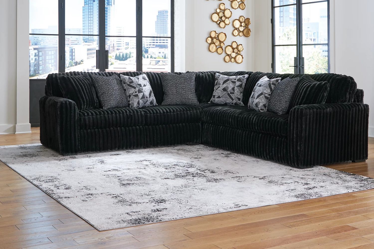 Midnight-Madness 3-Piece Sectional In Onyx 98103S6