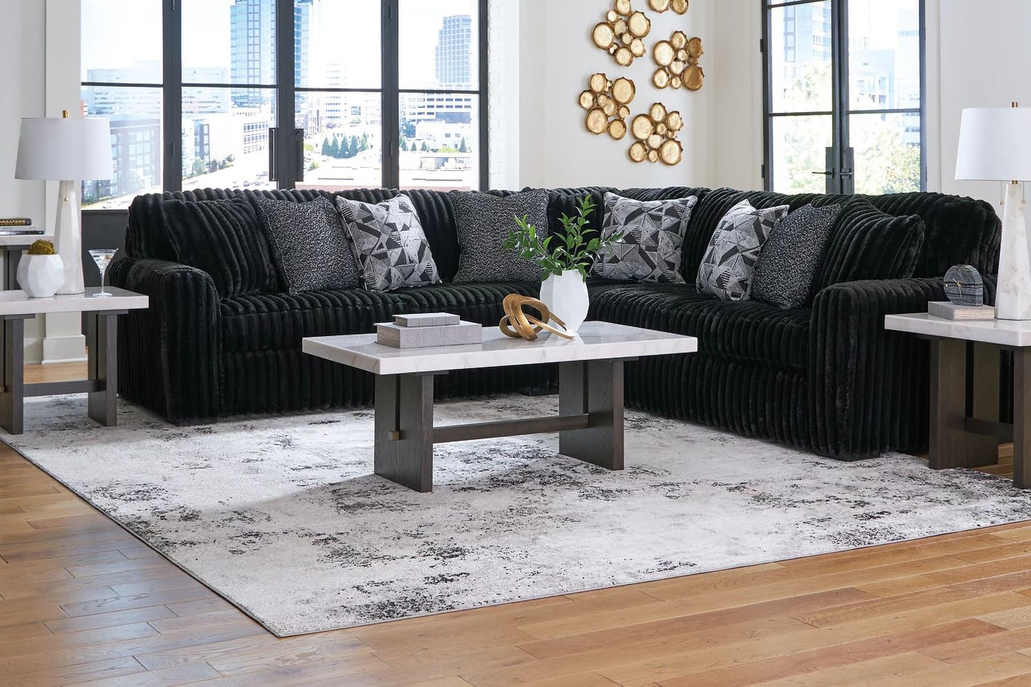 Midnight-Madness 3-Piece Sectional In Onyx 98103S6