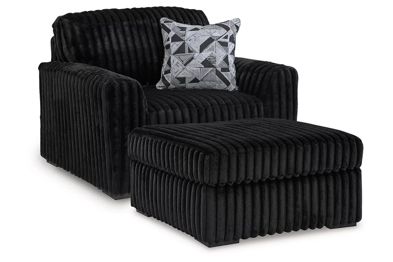 Midnight-Madness Oversized Chair and Ottoman In Onyx 98103U15