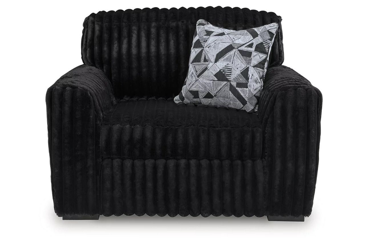 Midnight-Madness Oversized Chair and Ottoman In Onyx 98103U15