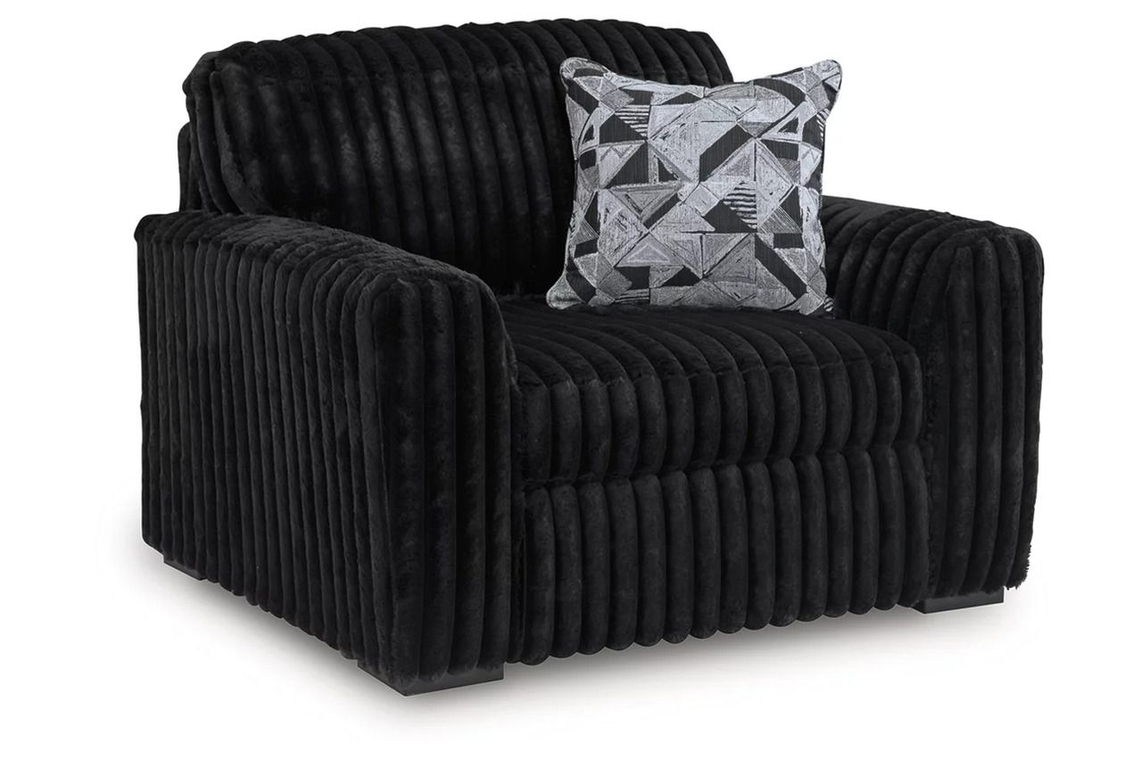 Midnight-Madness Oversized Chair and Ottoman In Onyx 98103U15
