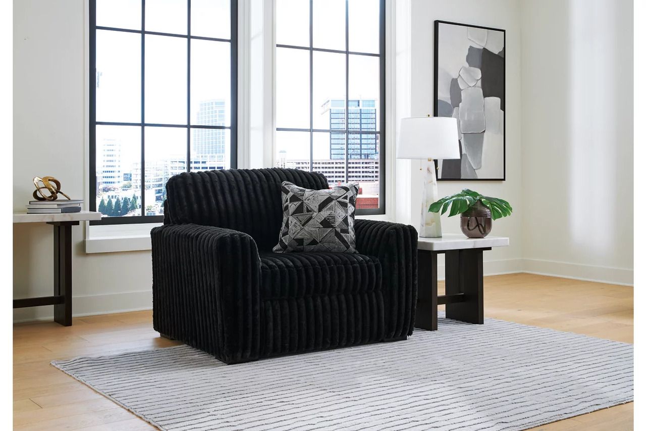 Midnight-Madness Oversized Chair and Ottoman In Onyx 98103U15