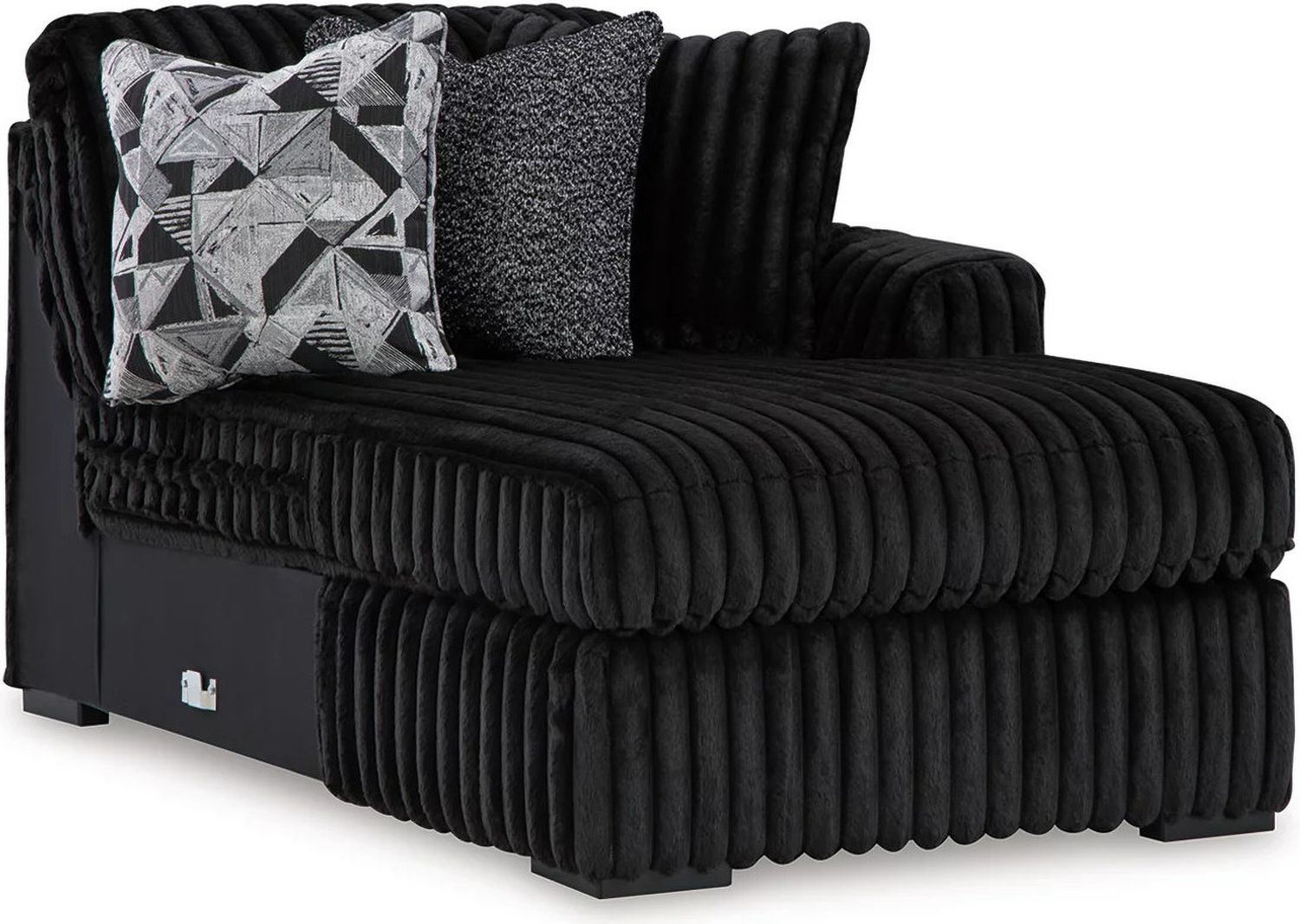 Midnight-Madness 4-Piece Sectional and Oversized Accent Ottoman In Onyx 98103U3