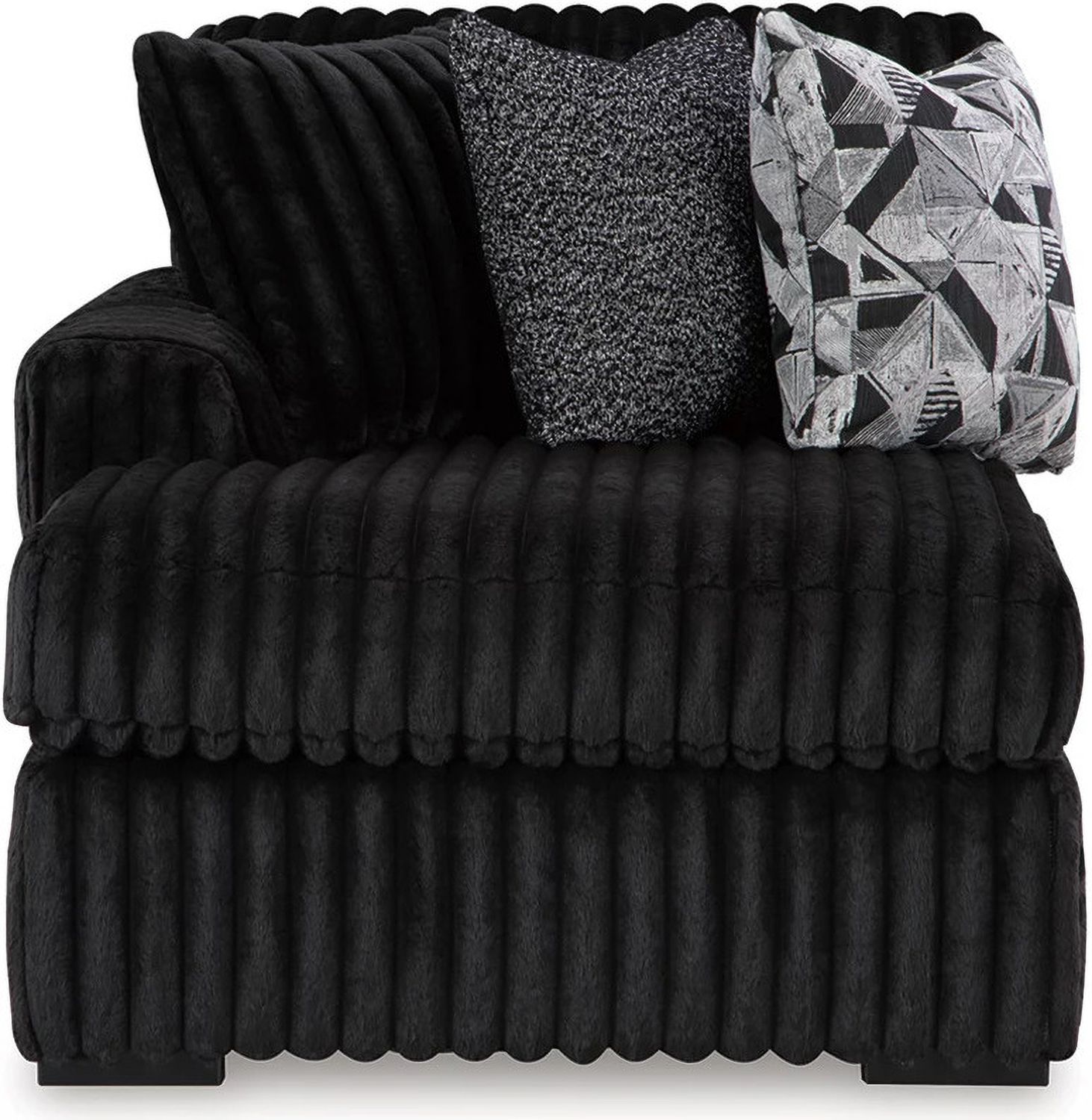 Midnight-Madness 4-Piece Sectional and Oversized Accent Ottoman In Onyx 98103U3