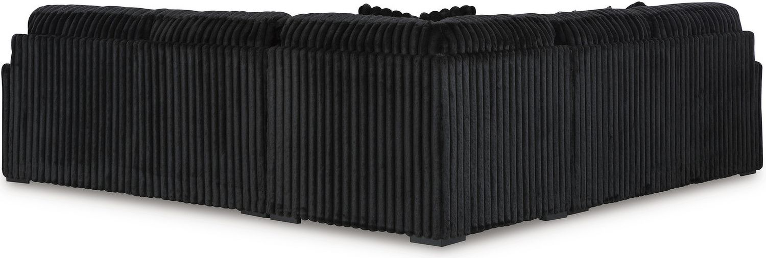Midnight-Madness 3-Piece Sectional and Oversized Ottoman In Onyx 98103U7