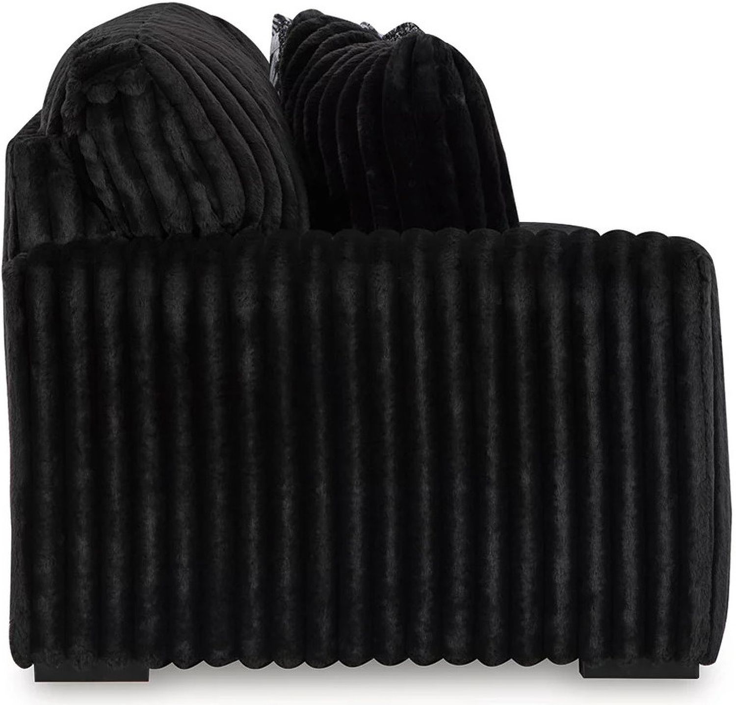 Midnight-Madness 3-Piece Sectional and Oversized Ottoman In Onyx 98103U7