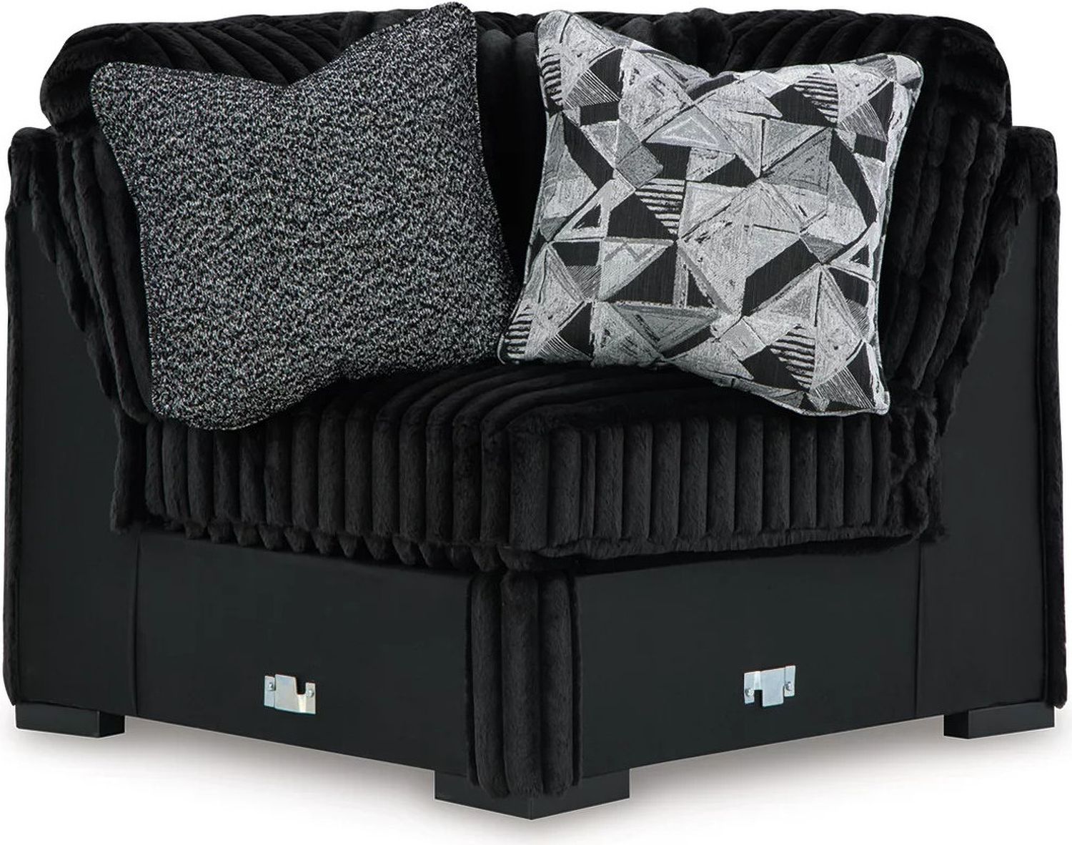 Midnight-Madness 3-Piece Sectional and Oversized Ottoman In Onyx 98103U7