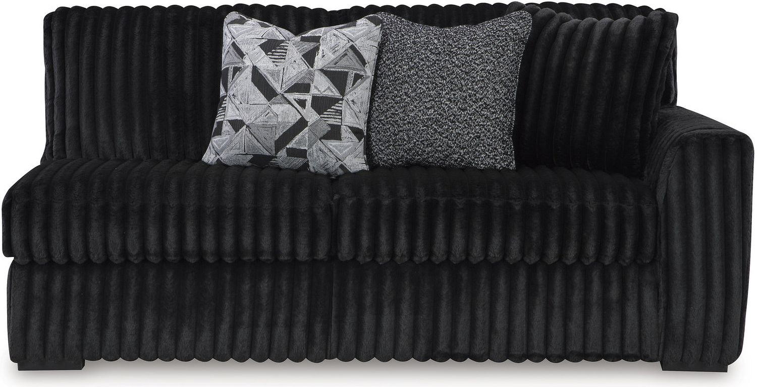 Midnight-Madness 3-Piece Sectional and Oversized Ottoman In Onyx 98103U7