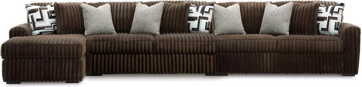Midnight-Madness 3-Piece Sectional With Chaise In Chocolate 98104S10