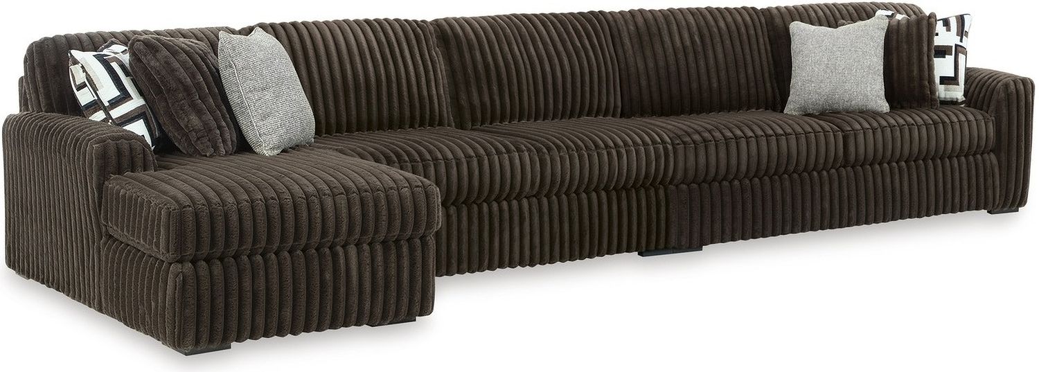 Midnight-Madness 3-Piece Sectional With Chaise In Chocolate 98104S10