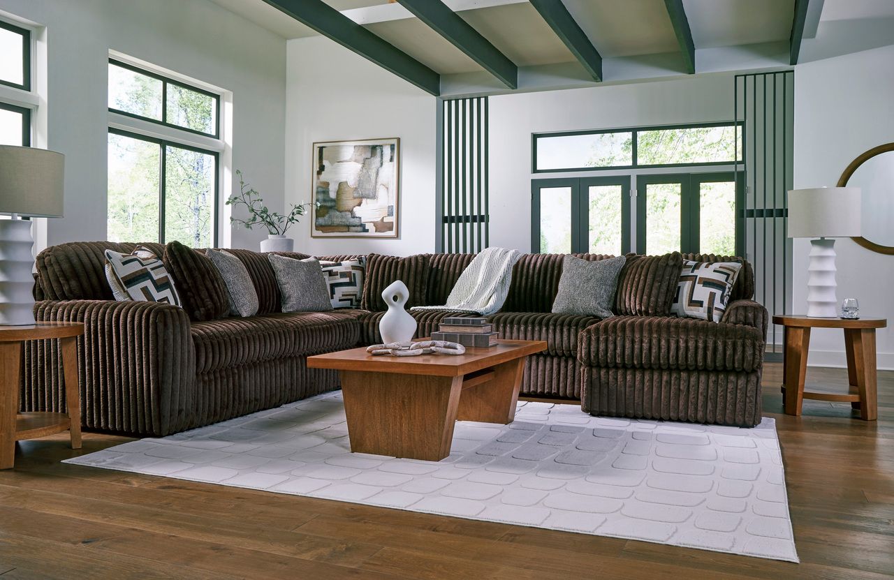 Midnight-Madness 2-Piece RAF Sectional with Chaise In Chocolate 98104S14