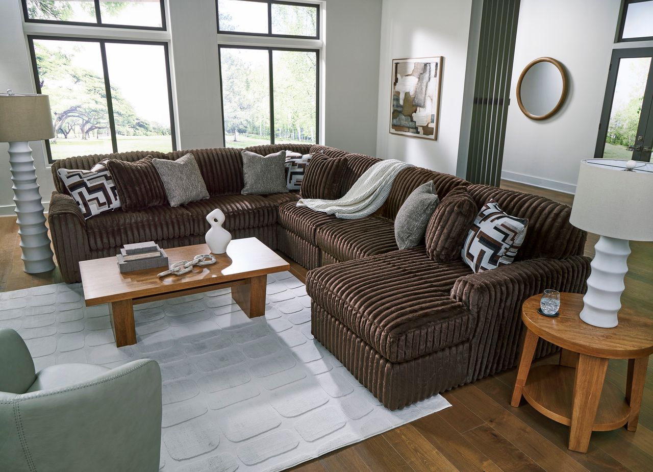 Midnight-Madness 2-Piece RAF Sectional with Chaise In Chocolate 98104S14