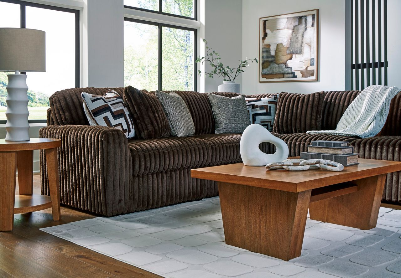 Midnight-Madness 2-Piece RAF Sectional with Chaise In Chocolate 98104S14