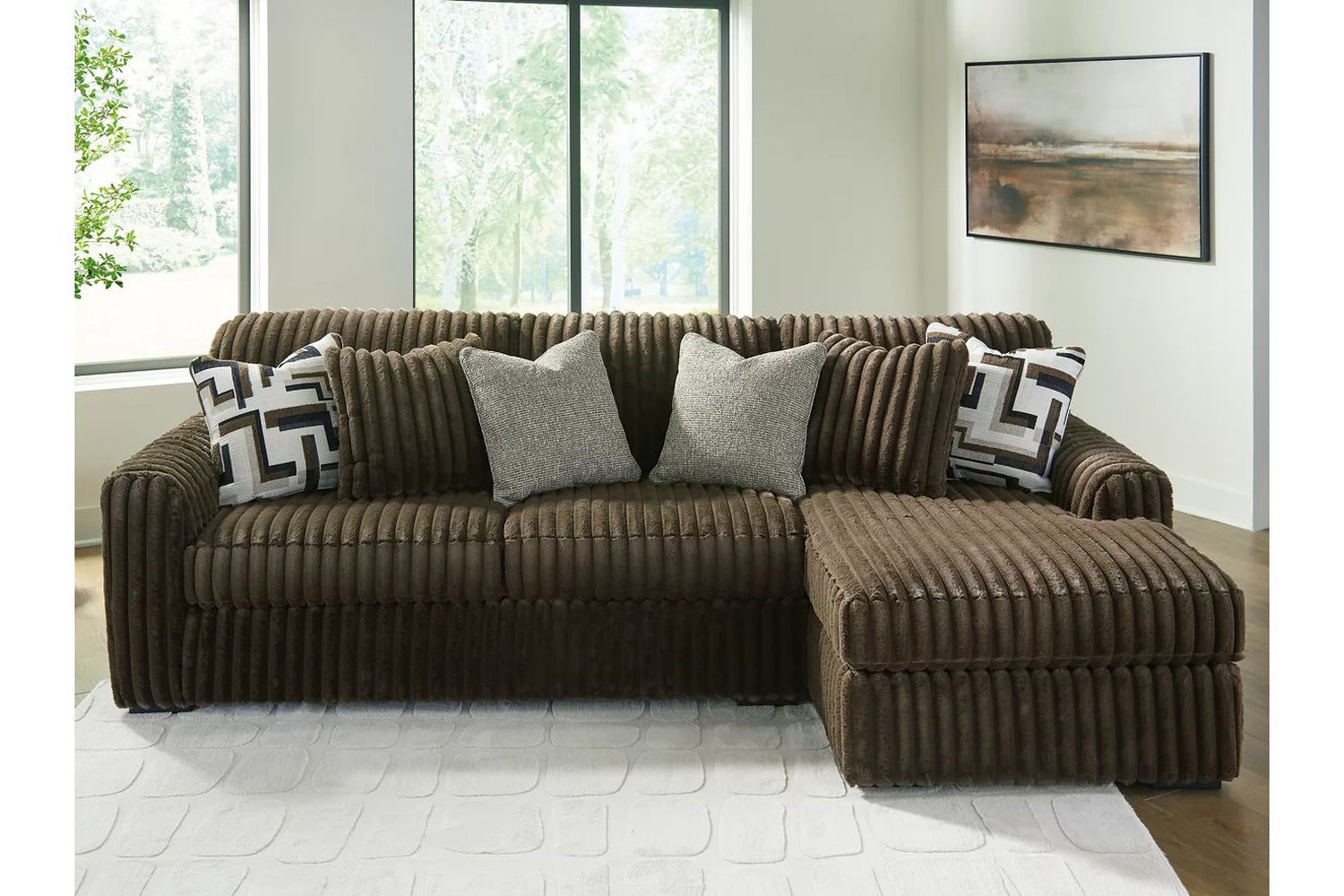 Midnight-Madness 2-Piece Sectional Sofa with Chaise In Chocolate 98104S2