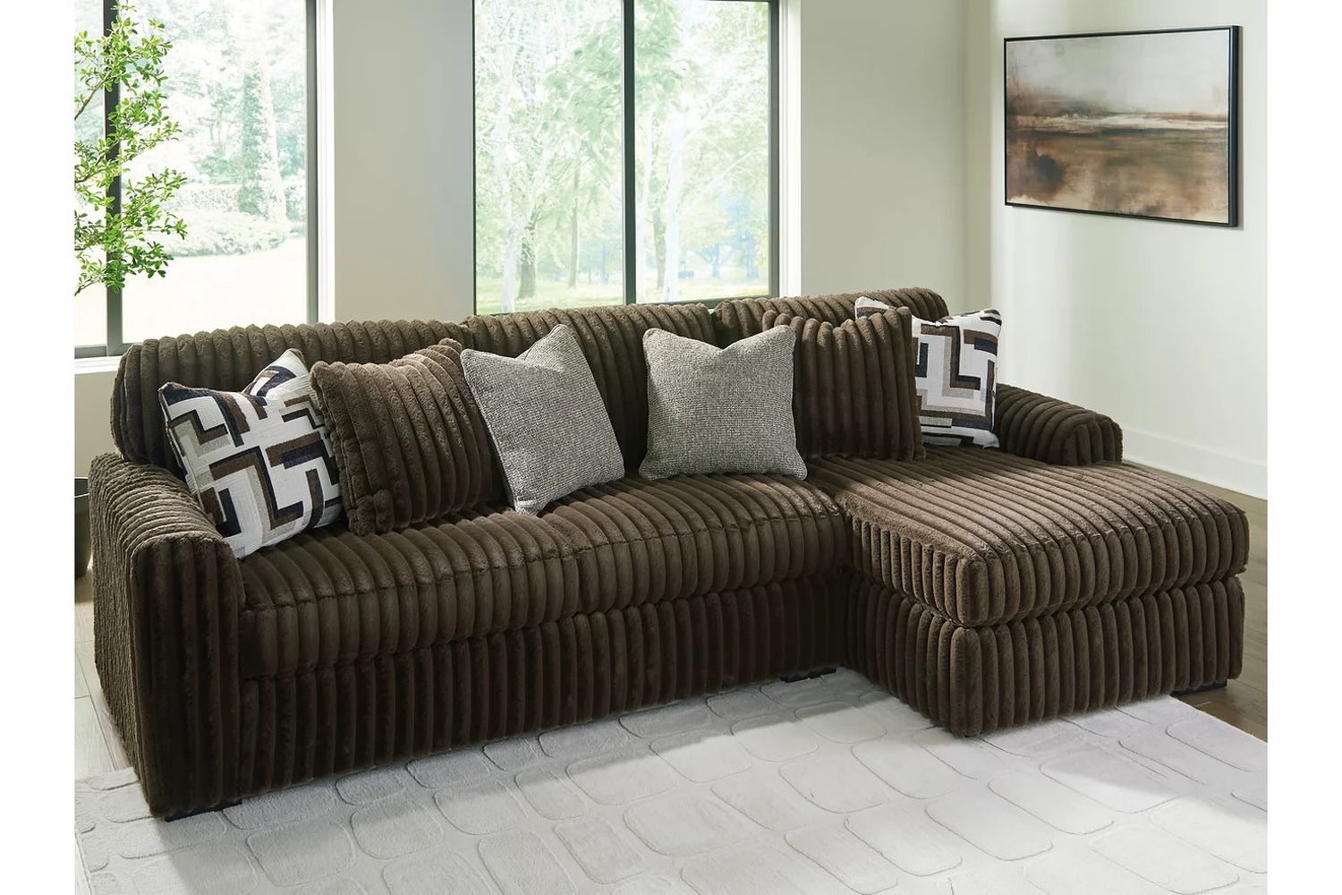 Midnight-Madness 2-Piece Sectional Sofa with Chaise In Chocolate 98104S2