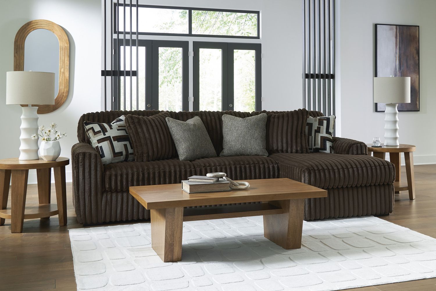 Midnight-Madness 2-Piece Sectional Sofa with Chaise In Chocolate 98104S2
