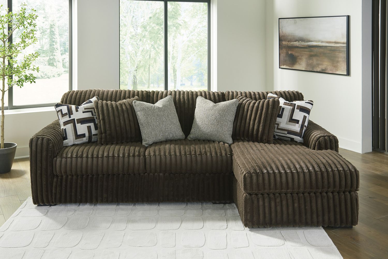 Midnight-Madness 2-Piece Sectional Sofa with Chaise In Chocolate 98104S2