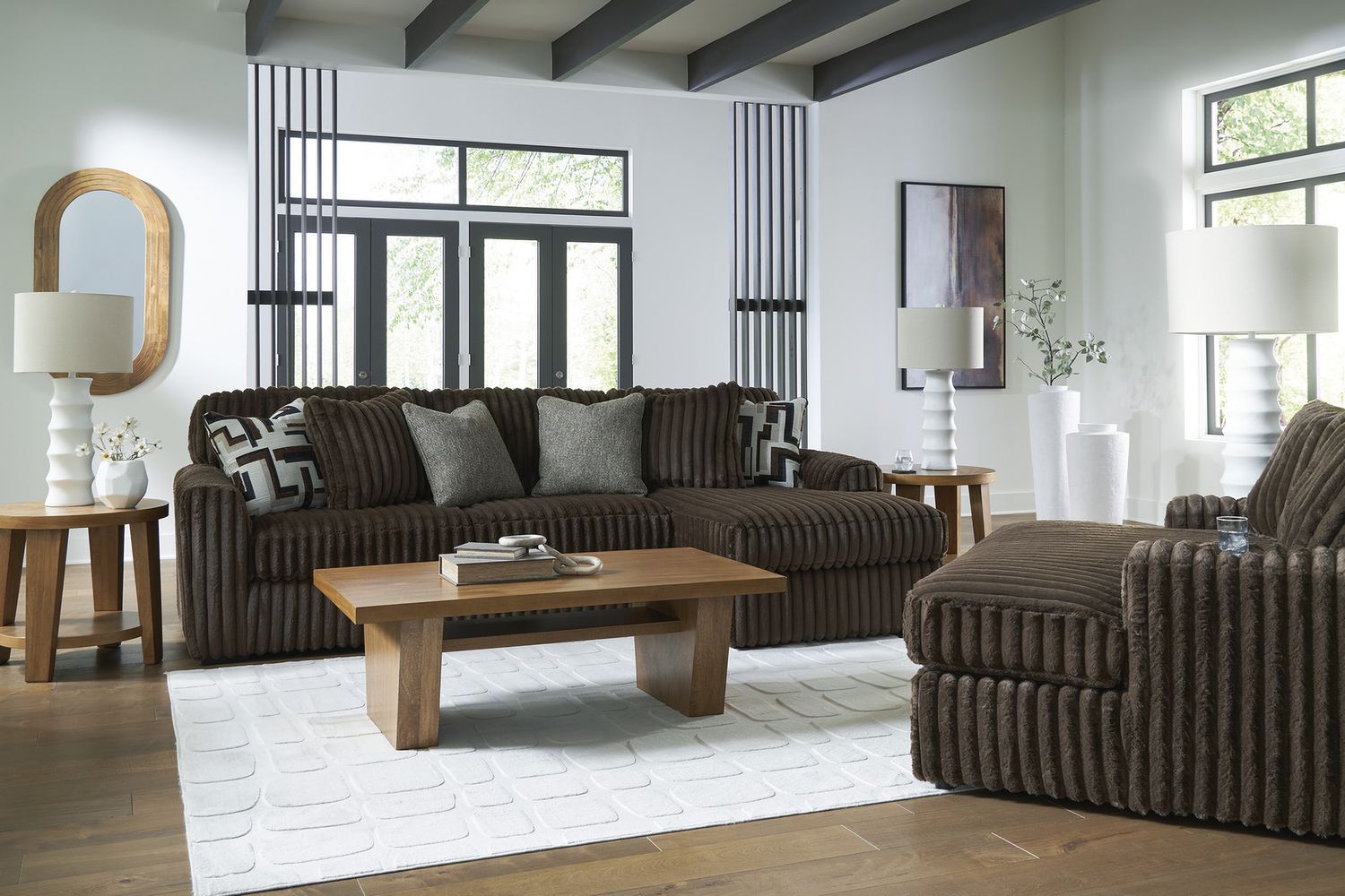 Midnight-Madness 2-Piece Sectional Sofa with Chaise In Chocolate 98104S2