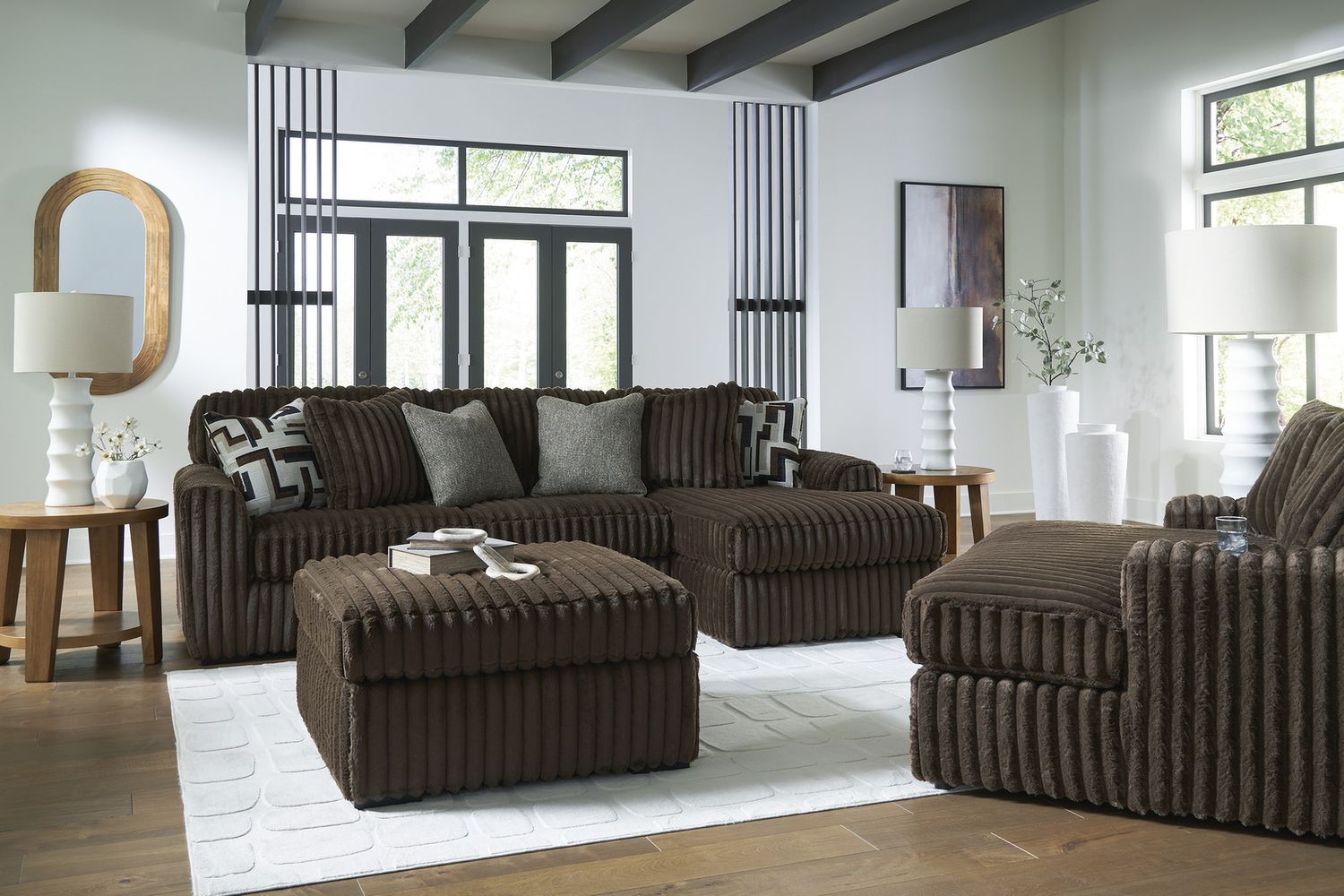 Midnight-Madness 2-Piece Sectional Sofa with Chaise In Chocolate 98104S2