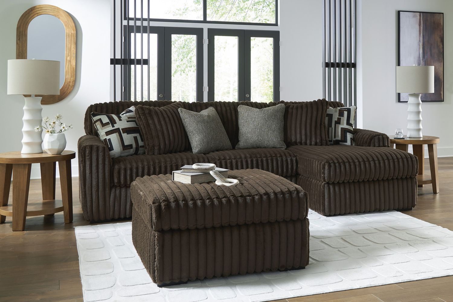 Midnight-Madness 2-Piece Sectional Sofa with Chaise In Chocolate 98104S2