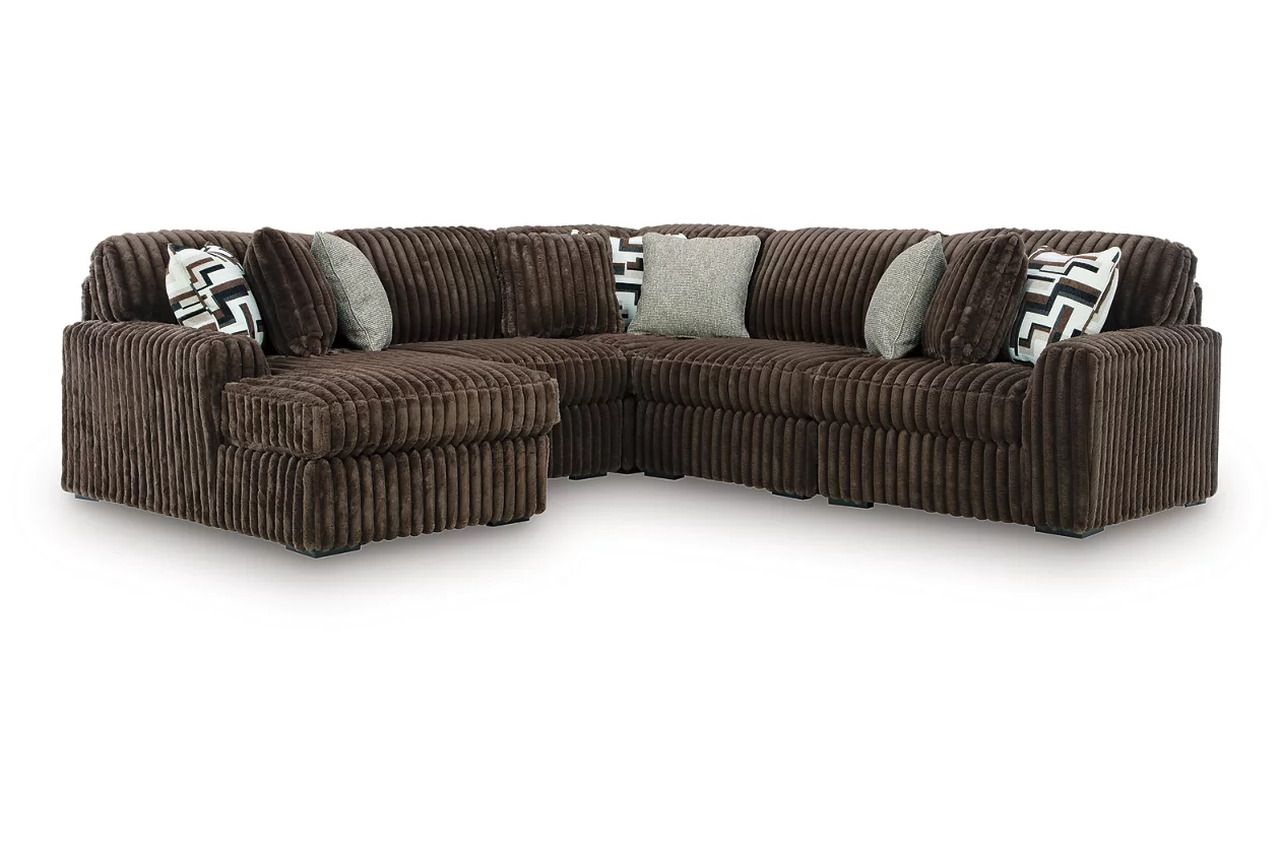 Midnight-Madness 5-Piece LAF Sectional with Chaise In Chocolate 98104S21