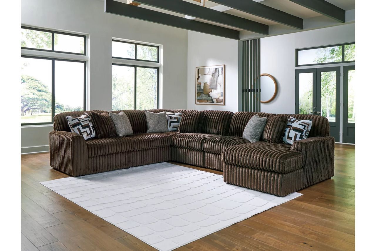 Midnight-Madness 6-Piece RAF Sectional with Chaise In Chocolate 98104S24