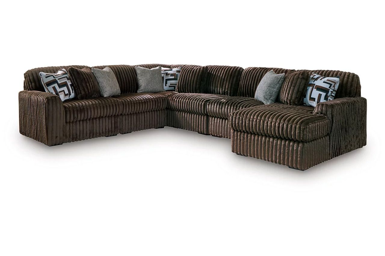 Midnight-Madness 6-Piece RAF Sectional with Chaise In Chocolate 98104S24