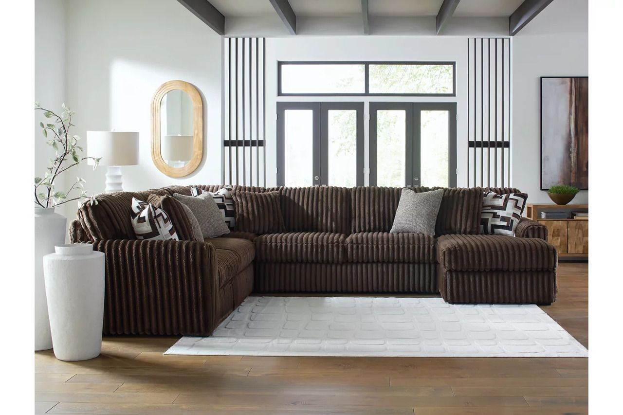 Midnight-Madness 4-Piece Sectional with RAF Corner Chaise In Chocolate 98104S3