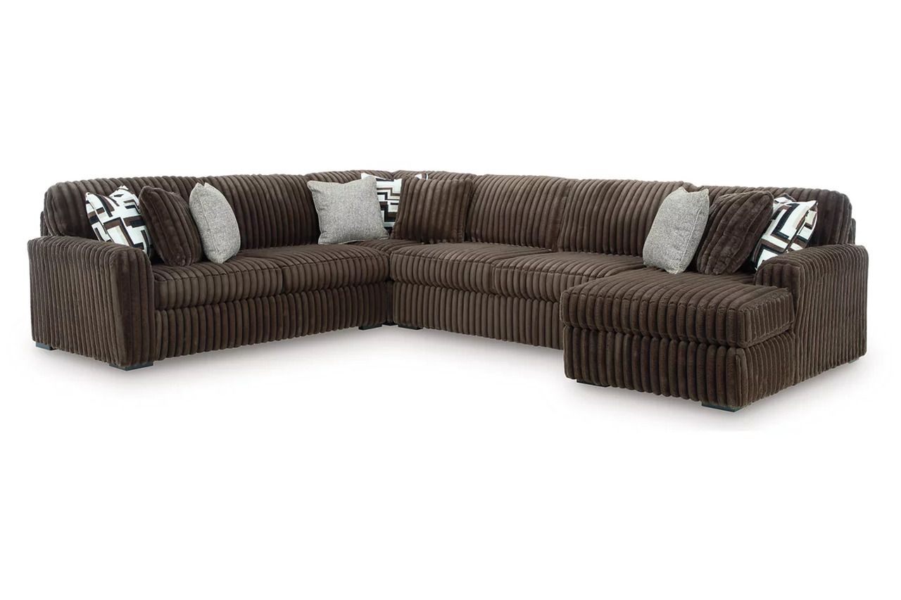 Midnight-Madness 4-Piece Sectional with RAF Corner Chaise In Chocolate 98104S3