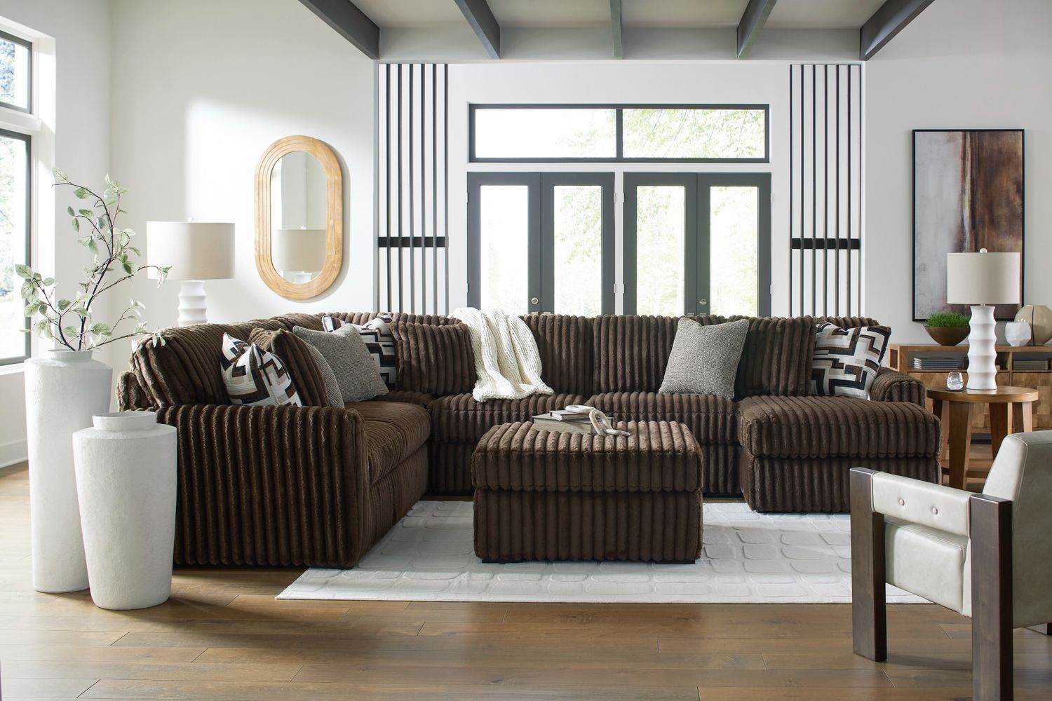 Midnight-Madness 4-Piece Sectional with RAF Corner Chaise In Chocolate 98104S3
