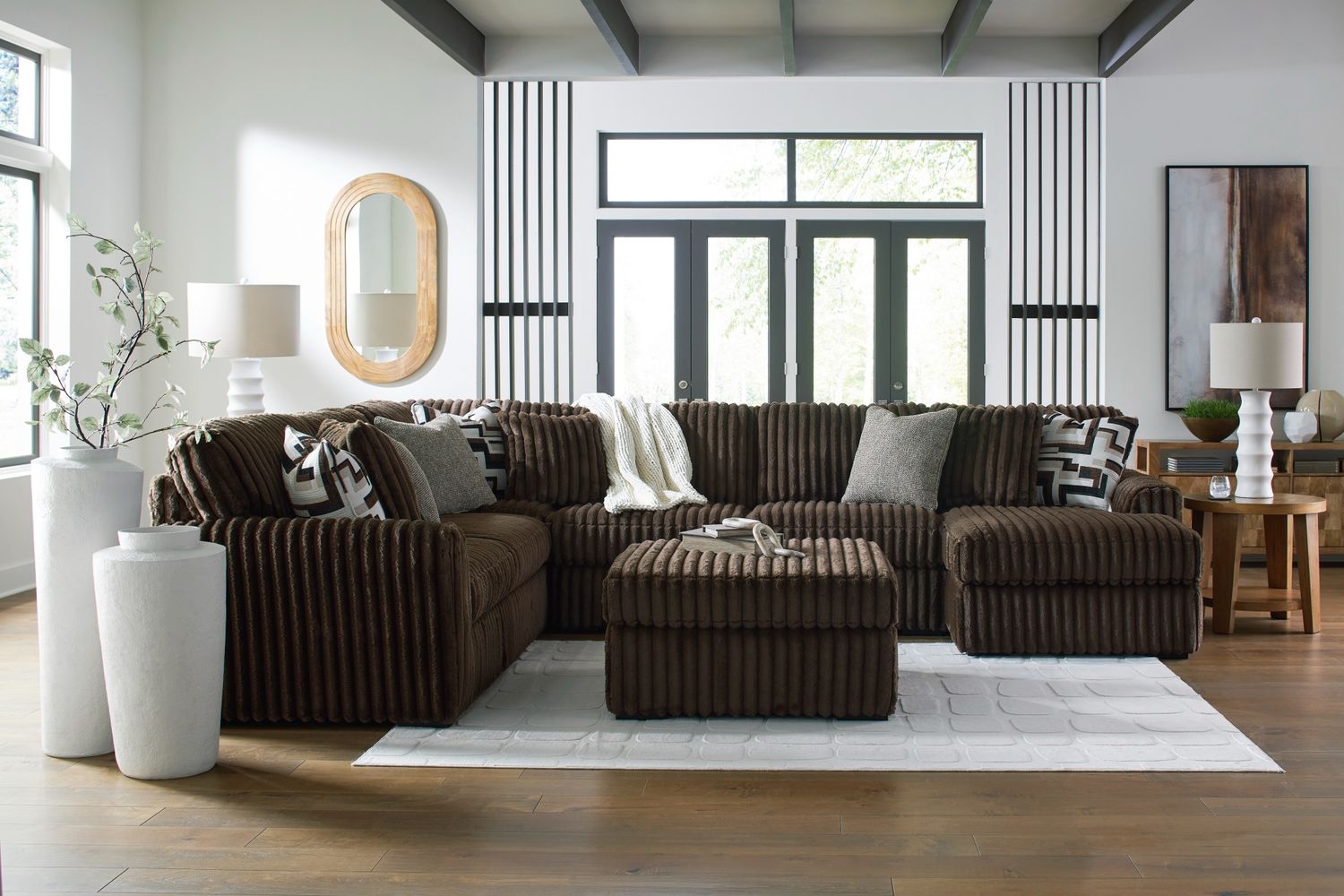 Midnight-Madness 4-Piece Sectional with RAF Corner Chaise In Chocolate 98104S3