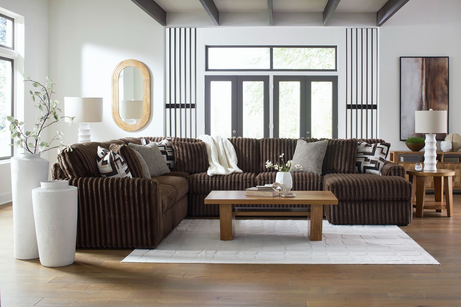 Midnight-Madness 4-Piece Sectional with RAF Corner Chaise In Chocolate 98104S3