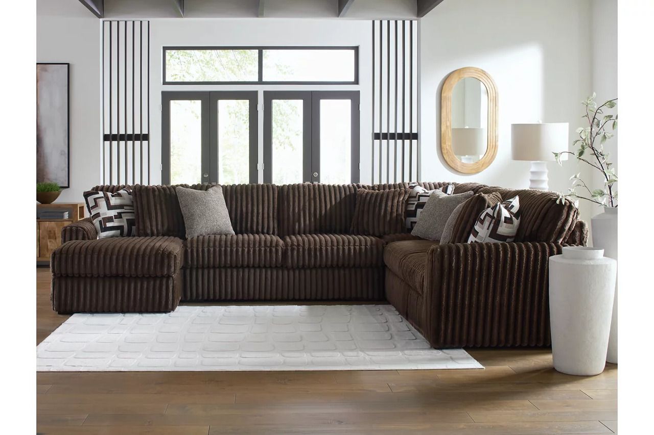 Midnight-Madness 4-Piece Sectional with LAF Corner Chaise In Chocolate 98104S4