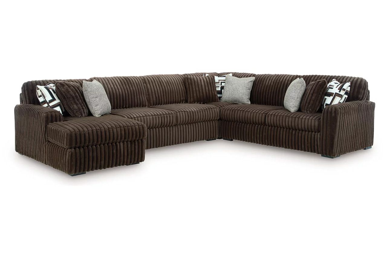 Midnight-Madness 4-Piece Sectional with LAF Corner Chaise In Chocolate 98104S4