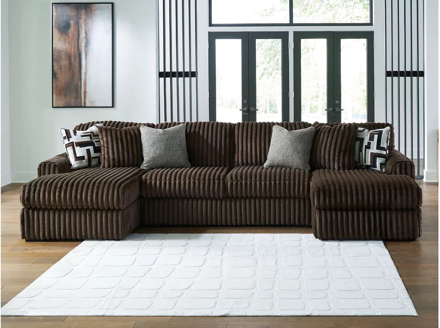 Midnight-Madness 3-Piece Sectional with LAF and RAF Chaise In Chocolate 98104S5