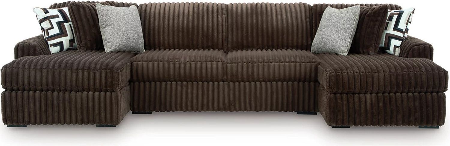 Midnight-Madness 3-Piece Sectional with LAF and RAF Chaise In Chocolate 98104S5