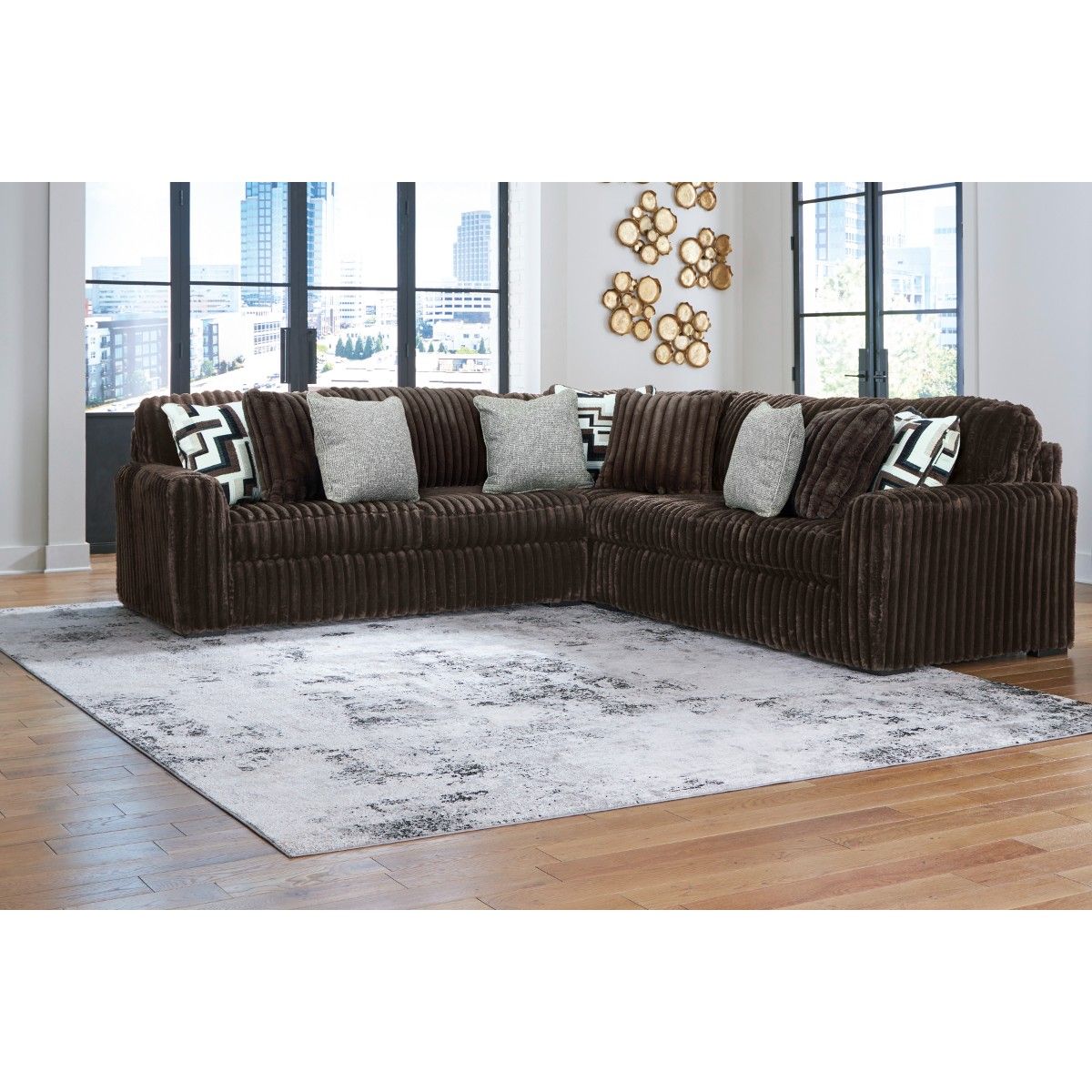 Midnight-Madness 3-Piece Sectional In Chocolate 98104S6
