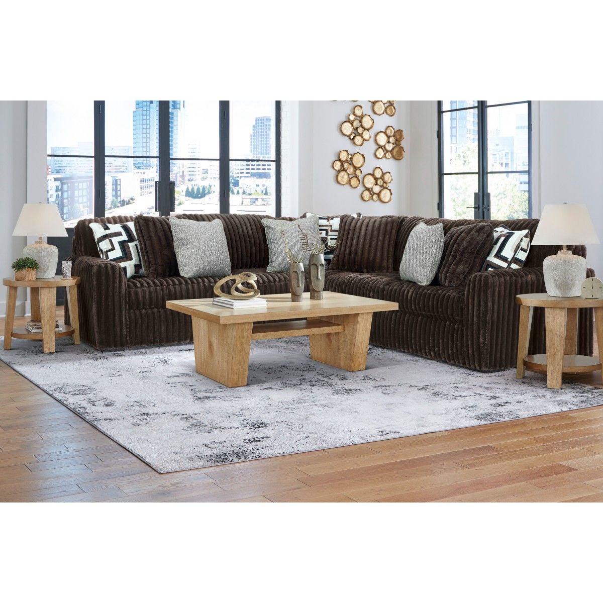 Midnight-Madness 3-Piece Sectional In Chocolate 98104S6