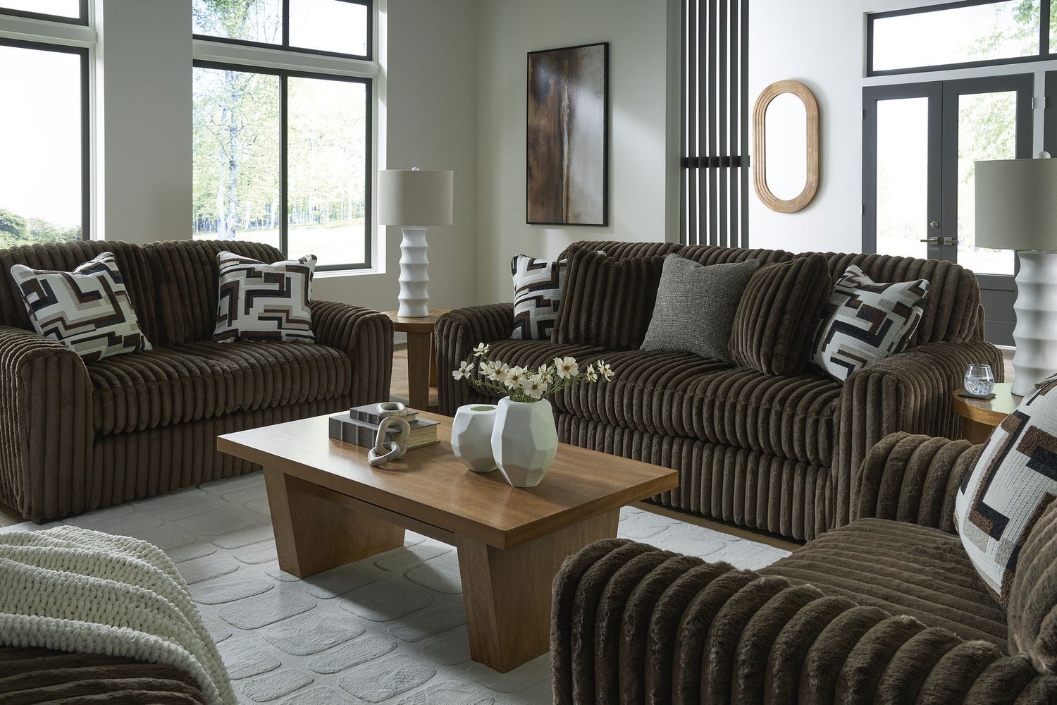 Midnight-Madness Living Room Set In Chocolate 98104U1