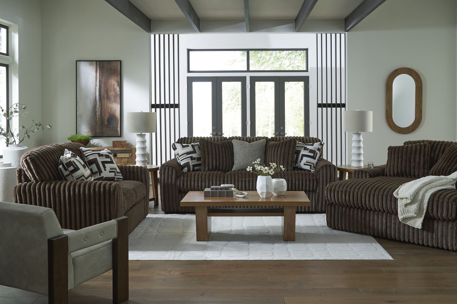 Midnight-Madness Living Room Set In Chocolate 98104U1