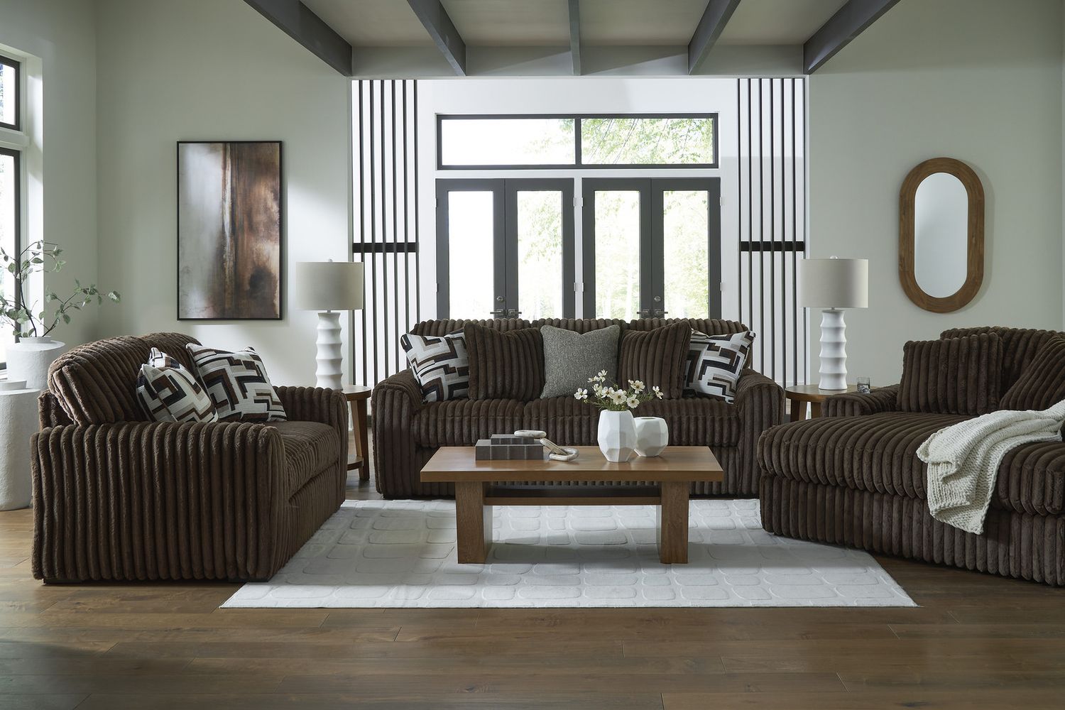Midnight-Madness Living Room Set In Chocolate 98104U1