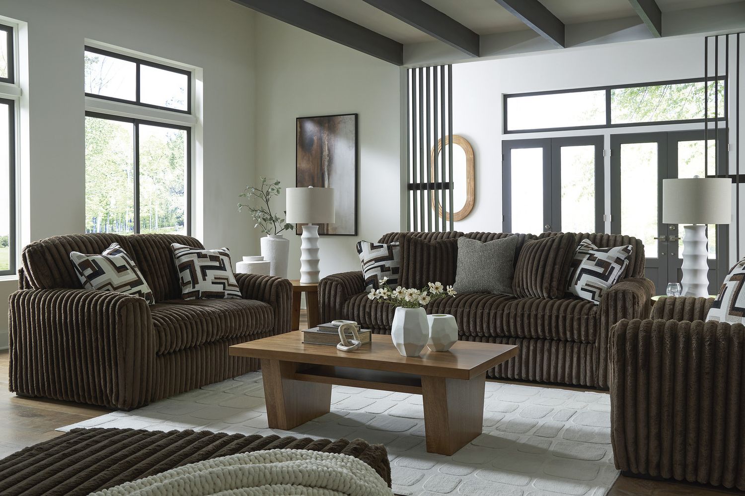 Midnight-Madness Living Room Set In Chocolate 98104U1