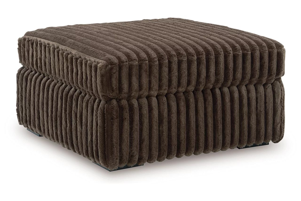 Midnight-Madness 4-Piece Sectional with Chaise, Oversized Chair and Ottoman In Chocolate 98104U6