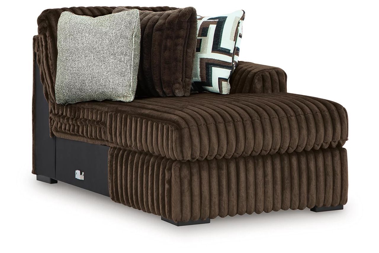 Midnight-Madness 4-Piece Sectional with Chaise, Oversized Chair and Ottoman In Chocolate 98104U6