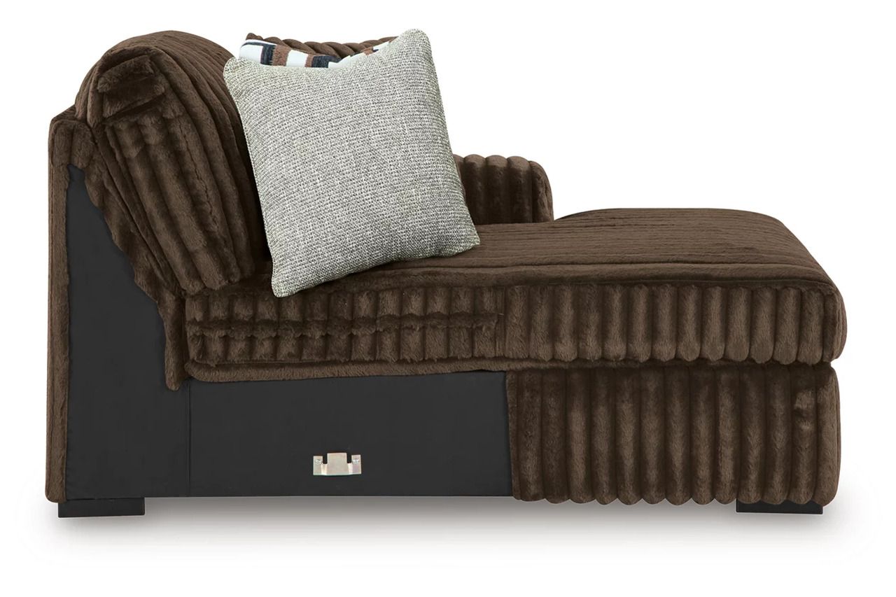 Midnight-Madness 4-Piece Sectional with Chaise, Oversized Chair and Ottoman In Chocolate 98104U6