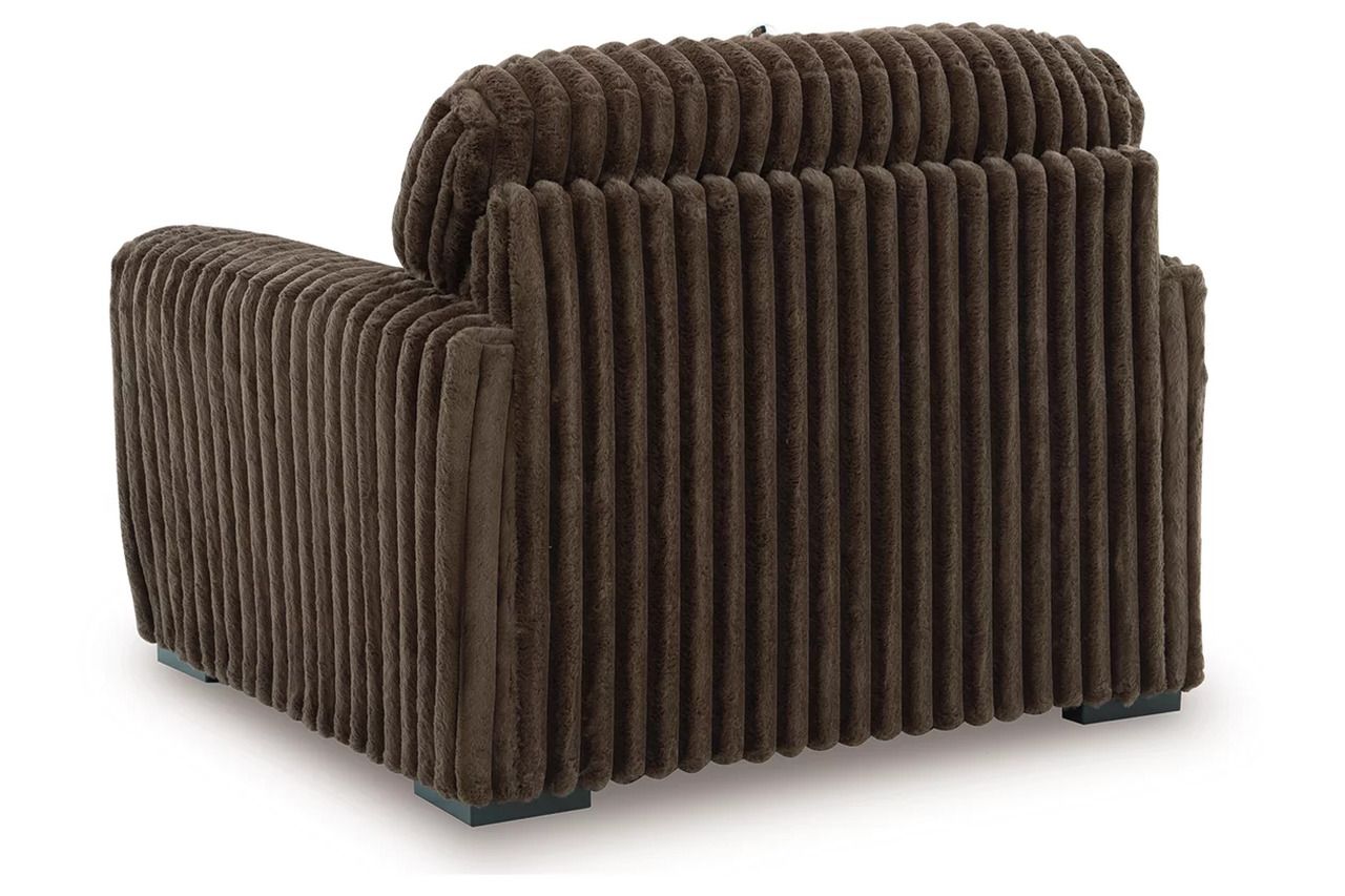 Midnight-Madness 4-Piece Sectional with Chaise, Oversized Chair and Ottoman In Chocolate 98104U6