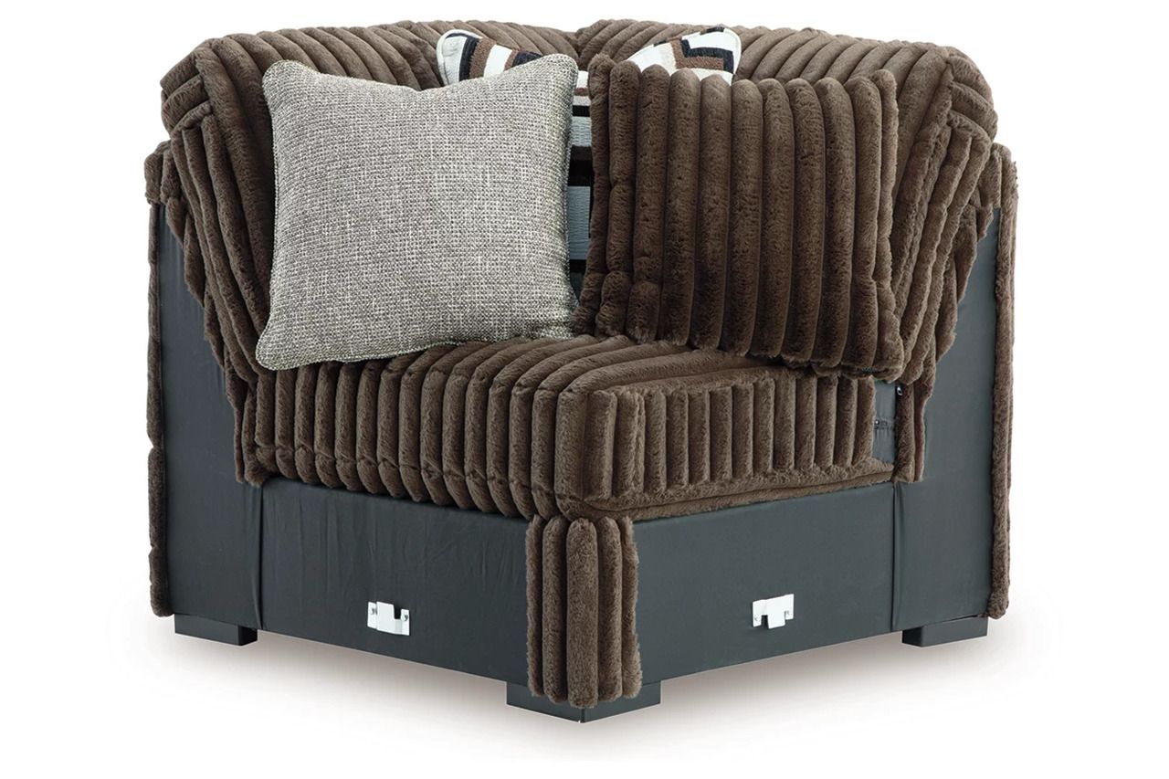 Midnight-Madness 4-Piece Sectional with Chaise, Oversized Chair and Ottoman In Chocolate 98104U6