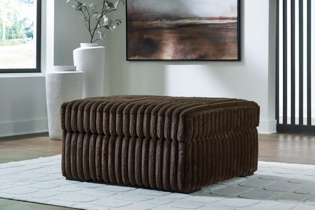 Midnight-Madness 4-Piece Sectional with Chaise, Oversized Chair and Ottoman In Chocolate 98104U6