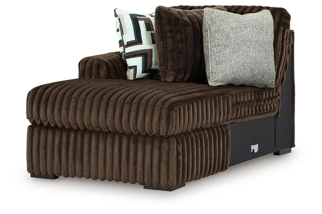 Midnight-Madness 3 Piece Sectional with Ottoman In Chocolate 98104U8