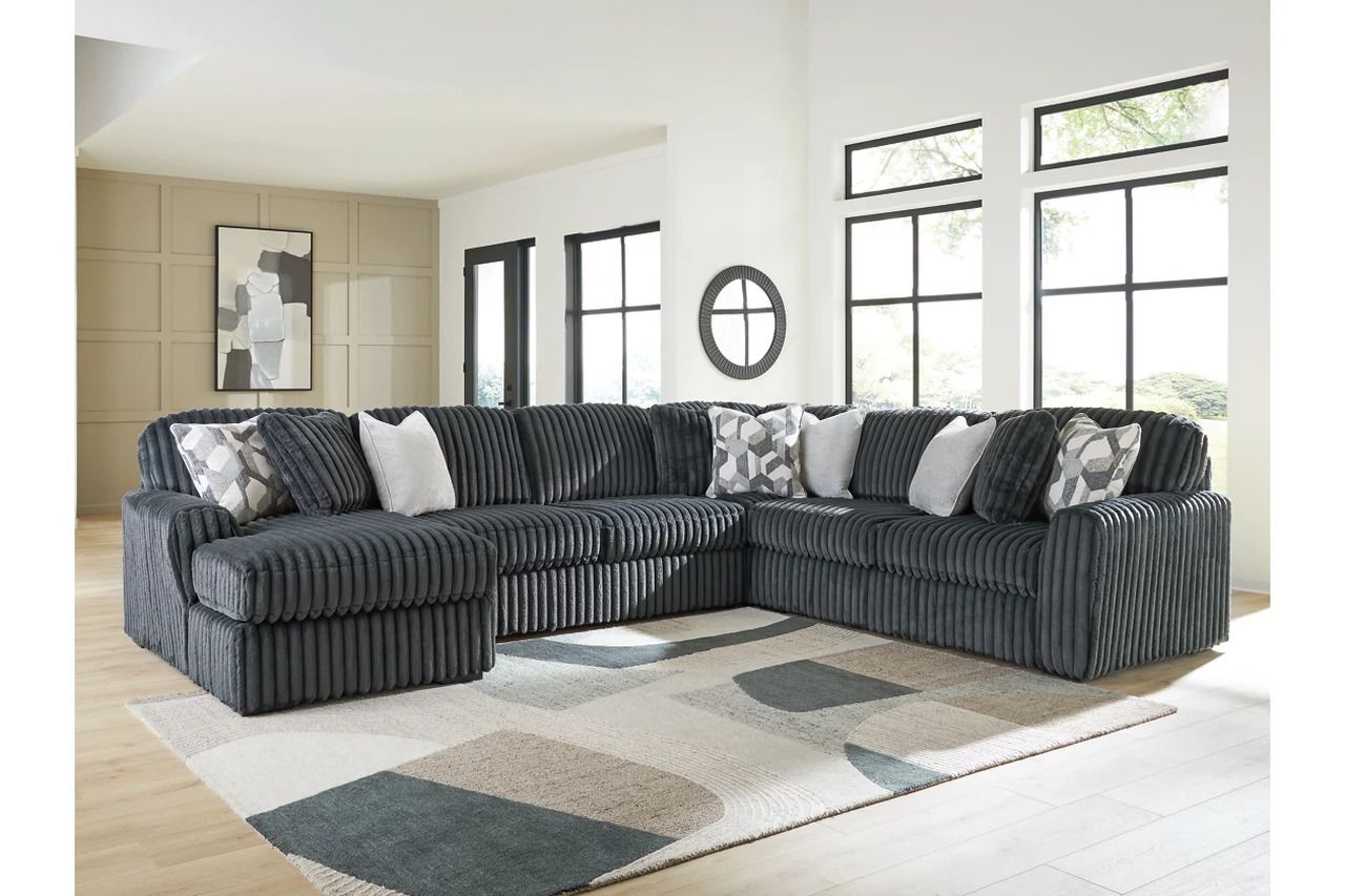 Midnight-Madness 4-Piece Sectional with LAF Chaise In Gunmetal 98105S1